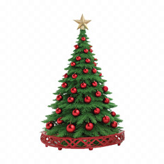 abstract 3d different style Christmas tree with beautiful ornaments isolated on white background