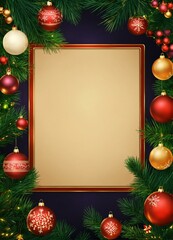 christmas background with branches and decorations