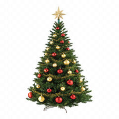 abstract 3d different style Christmas tree with beautiful ornaments isolated on white background