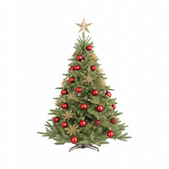 abstract 3d different style Christmas tree with beautiful ornaments isolated on white background