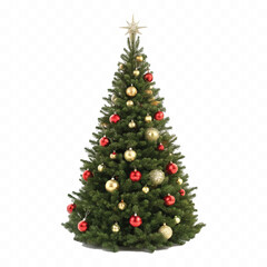 abstract 3d different style Christmas tree with beautiful ornaments isolated on white background
