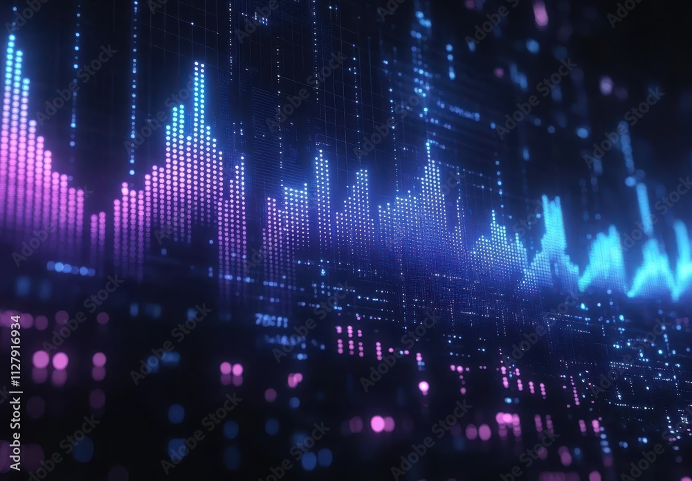 Poster colorful digital data visualization with abstract graphs representing data analysis and technology t