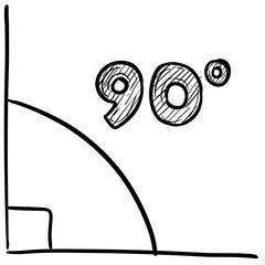 90° Angle Math Diagram Handdrawn Illustration