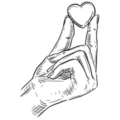Heart-Shaped Hand Gesture Handdrawn Illustration