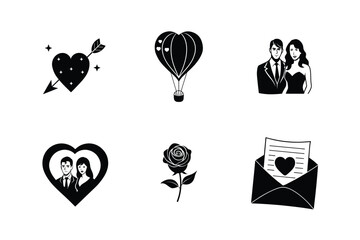 Valentine's silhouette element vector illustration