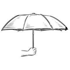 Hand Holding Umbrella Handdrawn Illustration