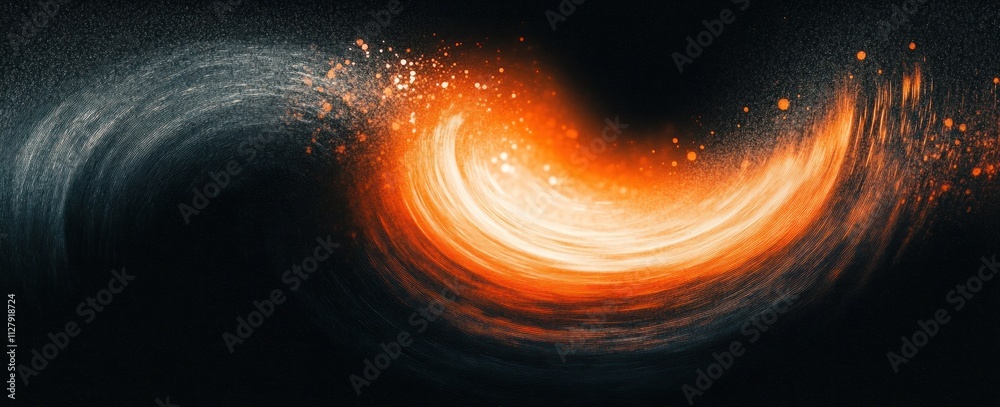 Aufkleber abstract background with grainy texture in orange black and white glowing gradient dynamic circular 