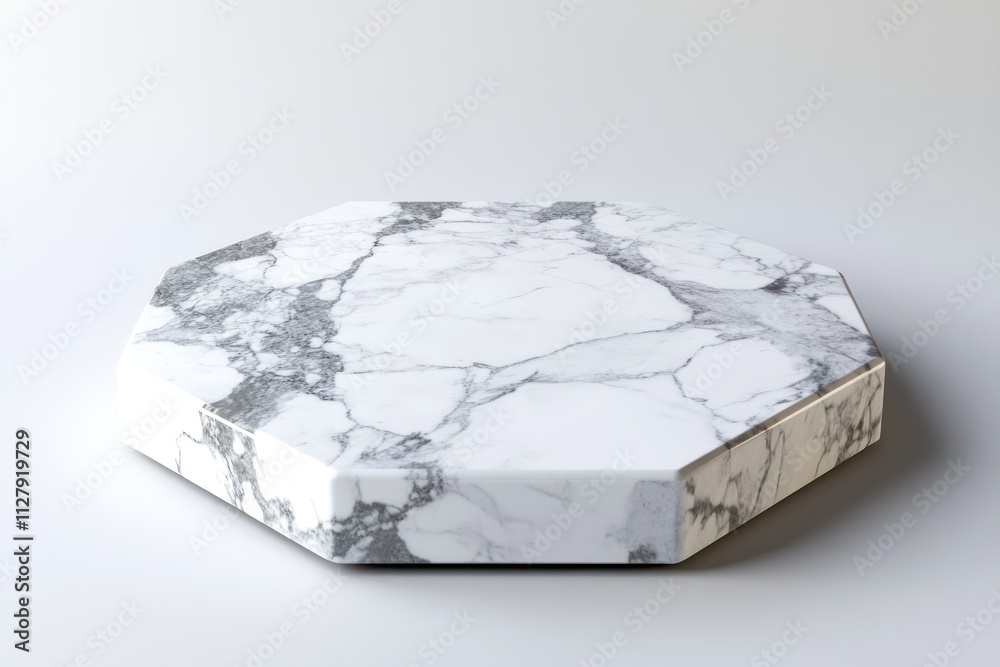 Poster Octagonal white marble display platform.