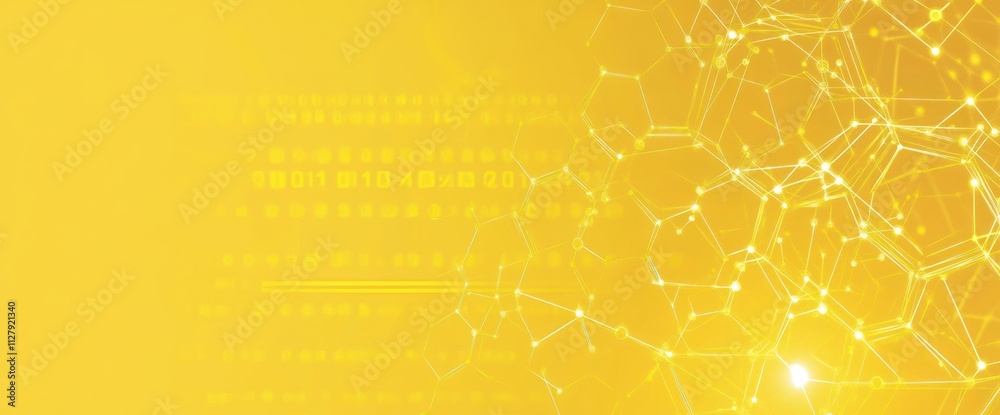 Poster abstract yellow digital network connection background.