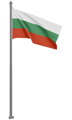 ブルガリア共和国のはためく国旗の3Dイラスト(正面)