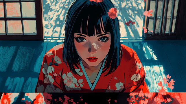 Manga fatiada em um mesa no fundo desfocado. Fresco. Illustration
