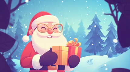 Cute Santa Claus character for Christmas holiday greeting card design.