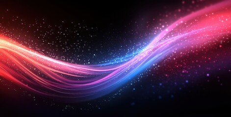 Obraz premium Dynamic Abstract Wave with Vivid Colors and Sparkling Particles for Background or Design Use in Media, Art Projects, and Digital Applications