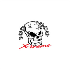 Xtreme writing decorated with skulls. Can be used as a graphic design