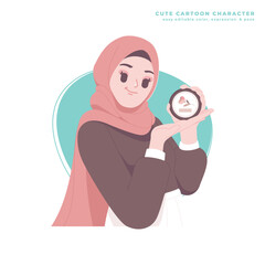 woman with skincare cute cartoon character