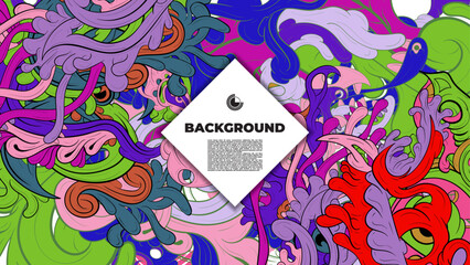 Whimsical abstract doodle illustration ideal for backgrounds, landing pages, templates, book, magazine covers, template, cover, and digital need.