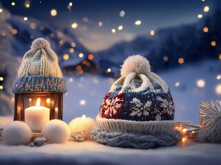 Hello winter sales, Winter holiday house in forest. winter scene, winter landscape background