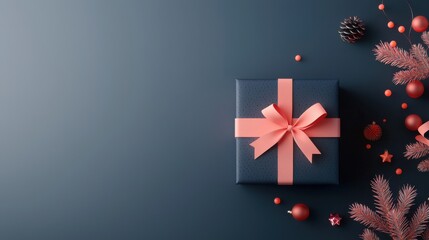 Stylish geometric gift box decorated with a pink bow on a modern background capturing the essence of celebration home decor and gift giving in a minimalist space