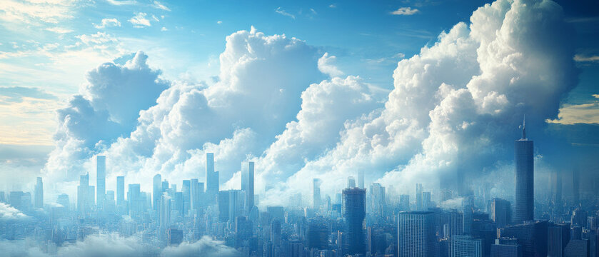 Futuristic Cityscape with Fluctus Clouds: Urban Dreamscape