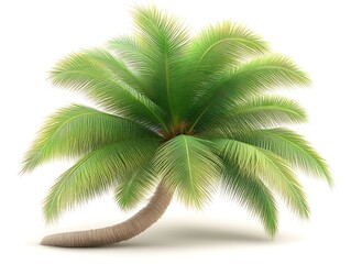 Fototapeta premium Lush Green Coconut Palm Tree Isolated on White Background
