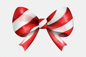 A vibrant red and white striped bow, perfect for festive decorations and gifts, exuding a cheerful and celebratory vibe.