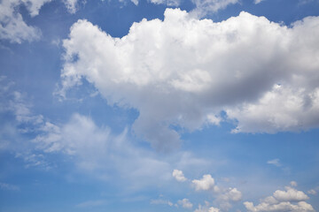 Blue sky background with clouds, photo for card, illustration, background