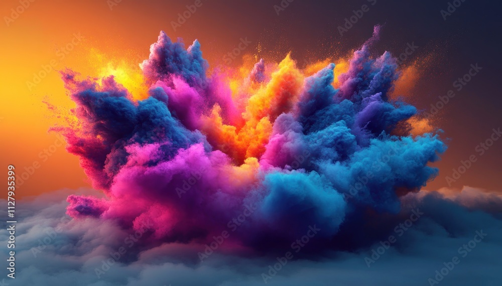 Poster vibrant smoke explosion abstract art colorful background design motion splash ink clouds