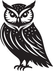 Fototapeta premium Owl Silhouette vector, Standing Owl vector, Owl line art