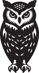 Owl Silhouette vector, Standing Owl vector, Owl line art