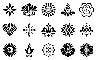 Flower icons set. Isolated elements for design. Vector graphics.