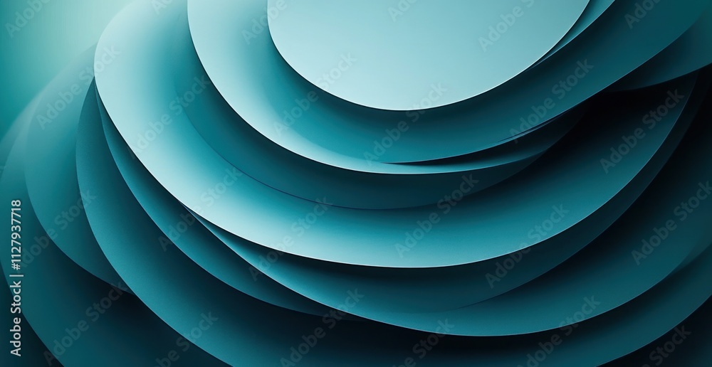 Aufkleber Abstract Circular Gradient Design with Teal Color Palette for Modern Digital Art