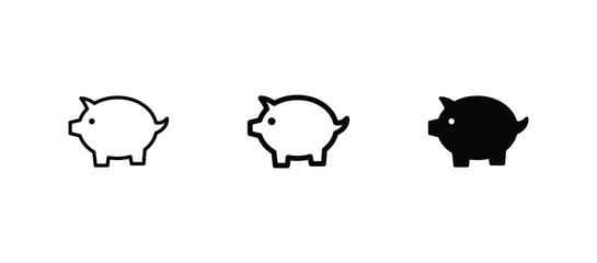 Piggy bank icon set vector. piggy symbol icon