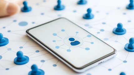 Digital network connecting people through smartphones representing social connectivity and technology