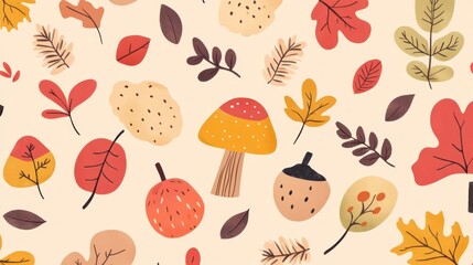 cartoon style autumn pattern. 
