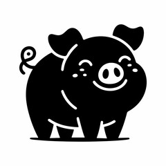 Happy Piglet With Sunglasses black and white image