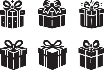 Gift Box set vector, Gift Box silhouette vector illustration