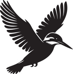 Creative Kingfisher silhouette vector illustration design, Black Kingfisher vector