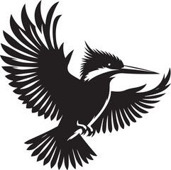 Creative Kingfisher silhouette vector illustration design, Black Kingfisher vector