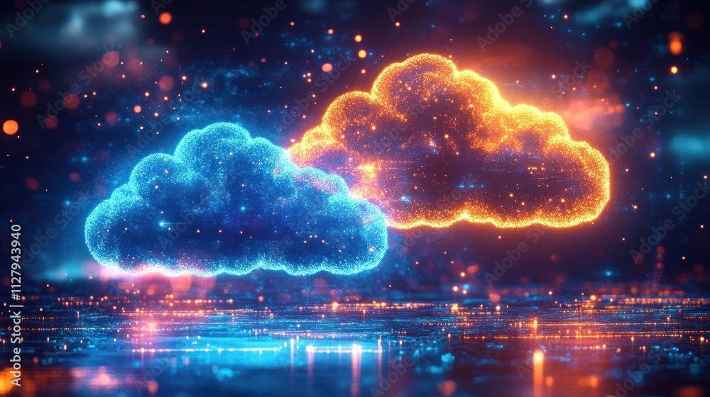 Fototapete Digital Transformation Through Cloud Migration with Data Networking and Infrastructure Management