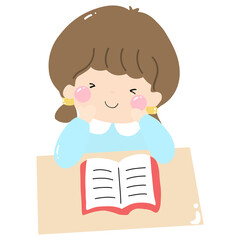 Cute little girl and her friends clip art set