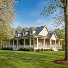 Fototapeta premium Country home with wraparound porch