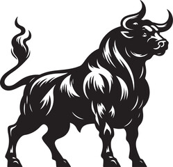 A strong muscular bull vector, A strong muscular bull silhouette vector illustration