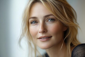 Naklejka premium Smiling mature woman with grey hair on video call enjoying retirement happiness