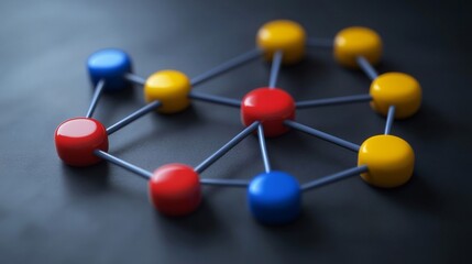 Colorful spheres connected in a network structure