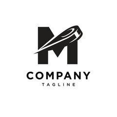 Letter M Ice Hockey Logo Icon Vector