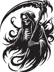 Grim Reaper silhouette vector illustration, Grim Reaper isolated vector art