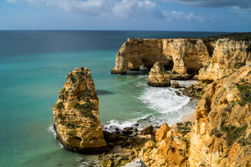 Beach with cliffs in the Portuguese Algarve