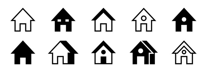 Set of icons of houses of different architectural styles. Home, housing, beginning