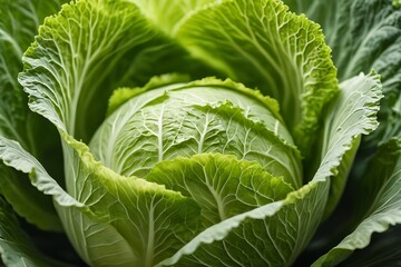 Obraz premium there is a close up of a cabbage head with green leaves
