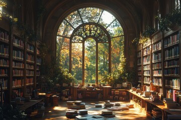 Young African American College Students Engaged in Group Discussion at Library Table with Laughter and Teamwork